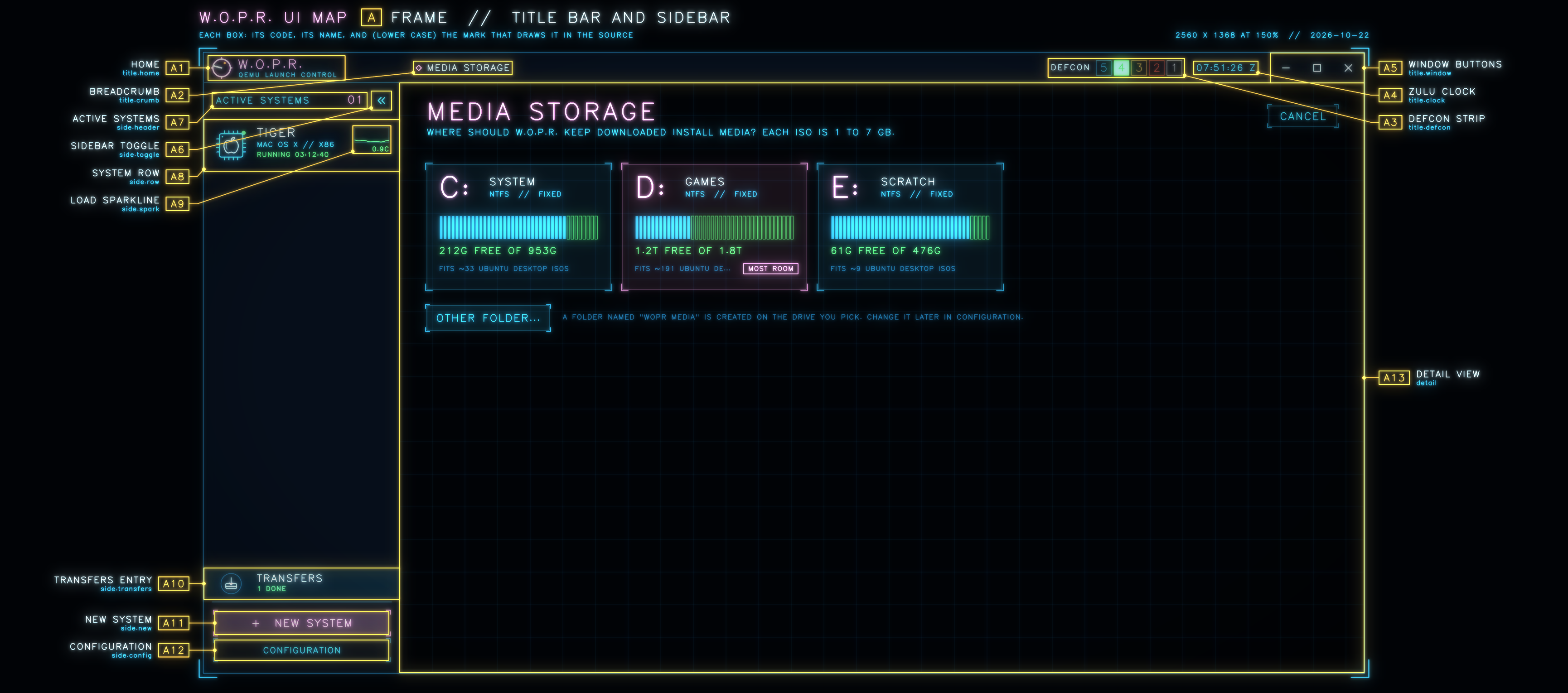 Sheet A: The title bar and the sidebar