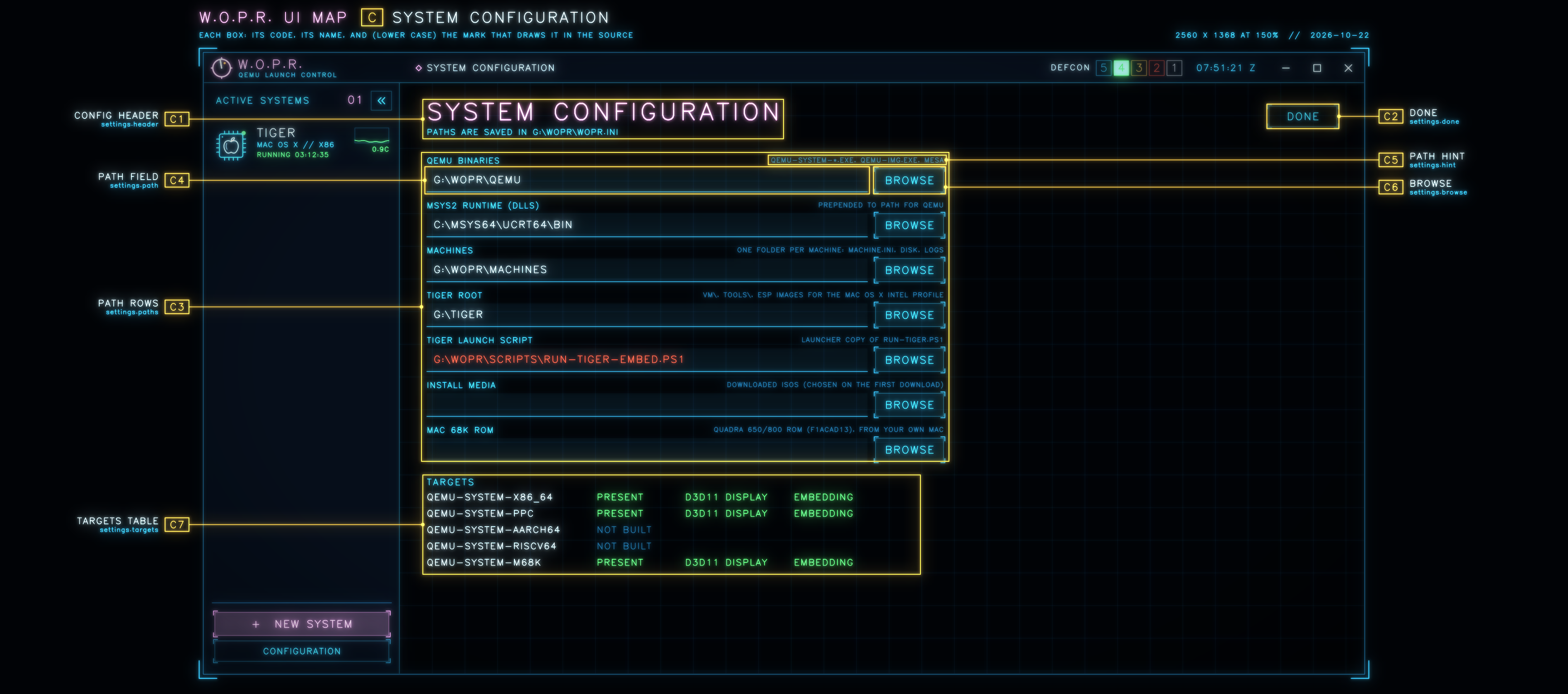 Sheet C: System configuration
